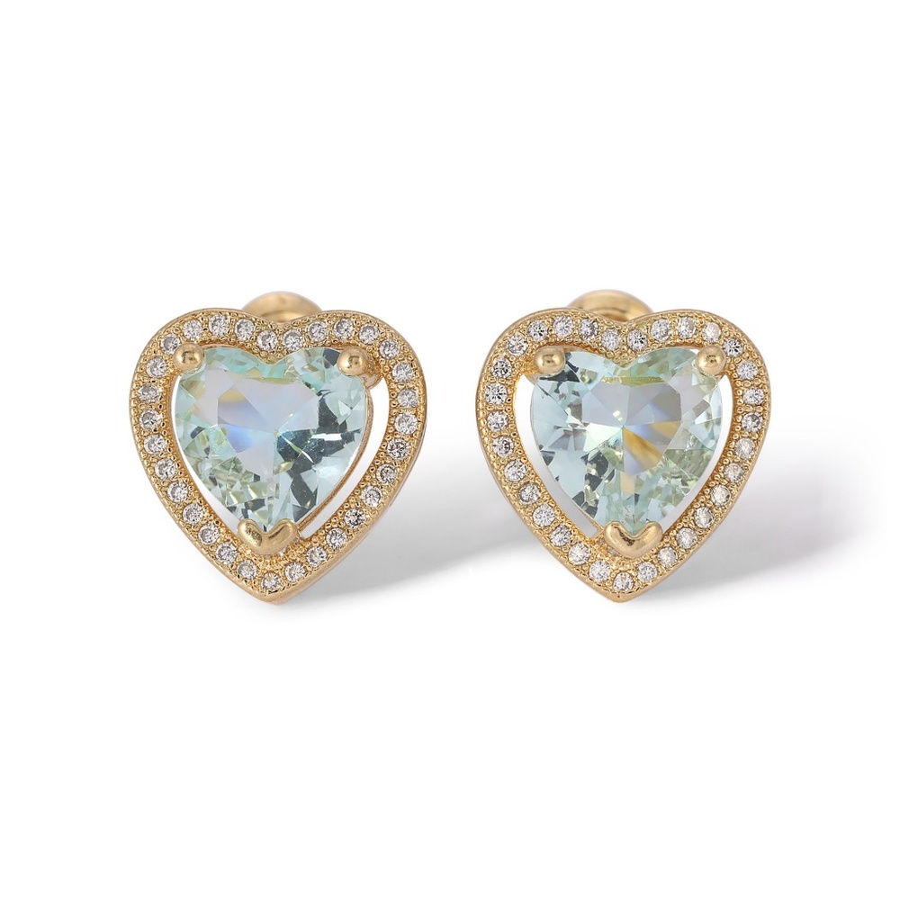 New Vanessa Mooney THE MINI HEART EARRINGS AQUA
